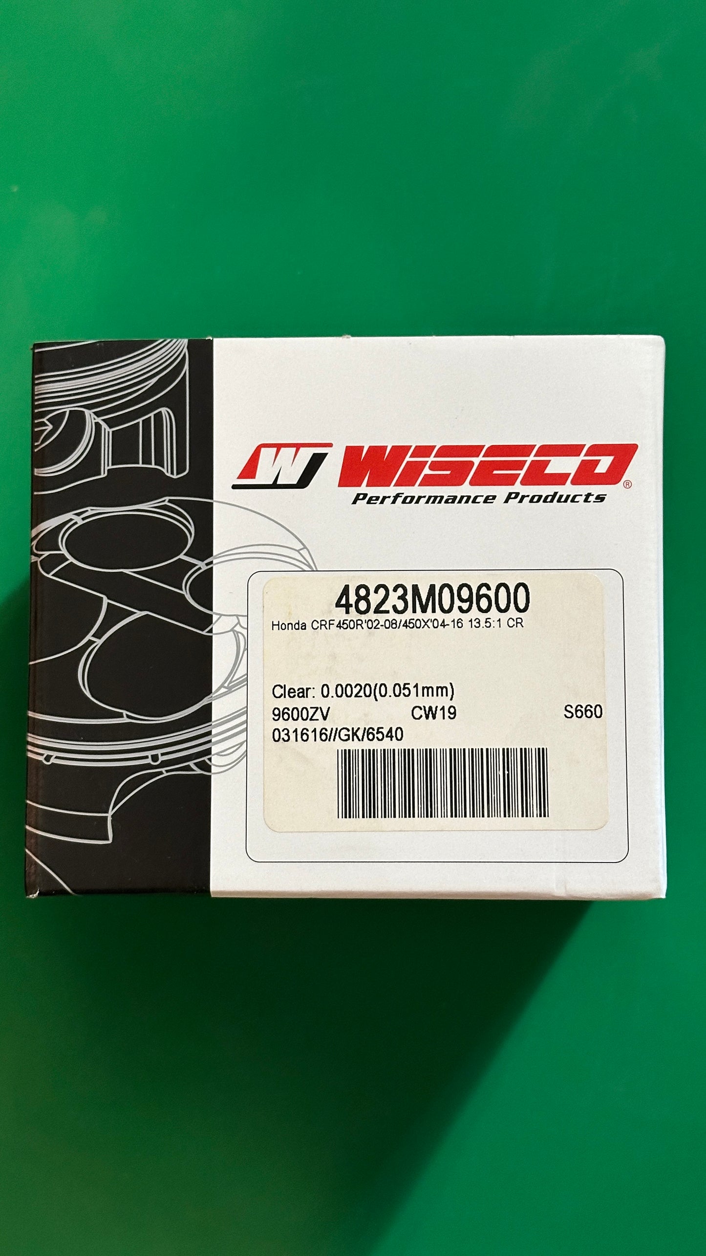Wiseco Piston 96.00mm 13.5:1 4823M09600 fits Honda CRF450R/CRF450X