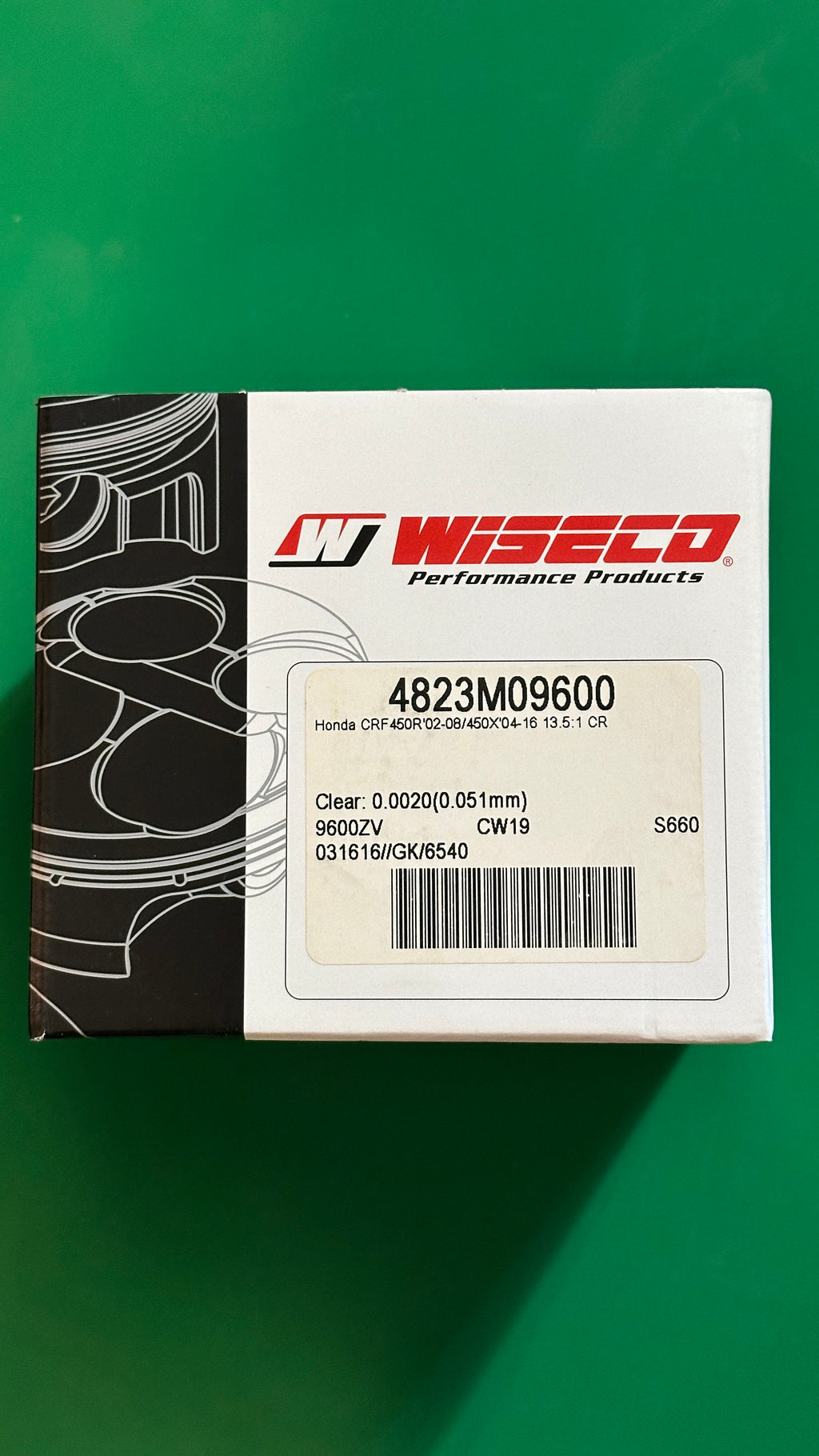 Wiseco Piston 96.00mm 13.5:1 4823M09600 fits Honda CRF450R/CRF450X