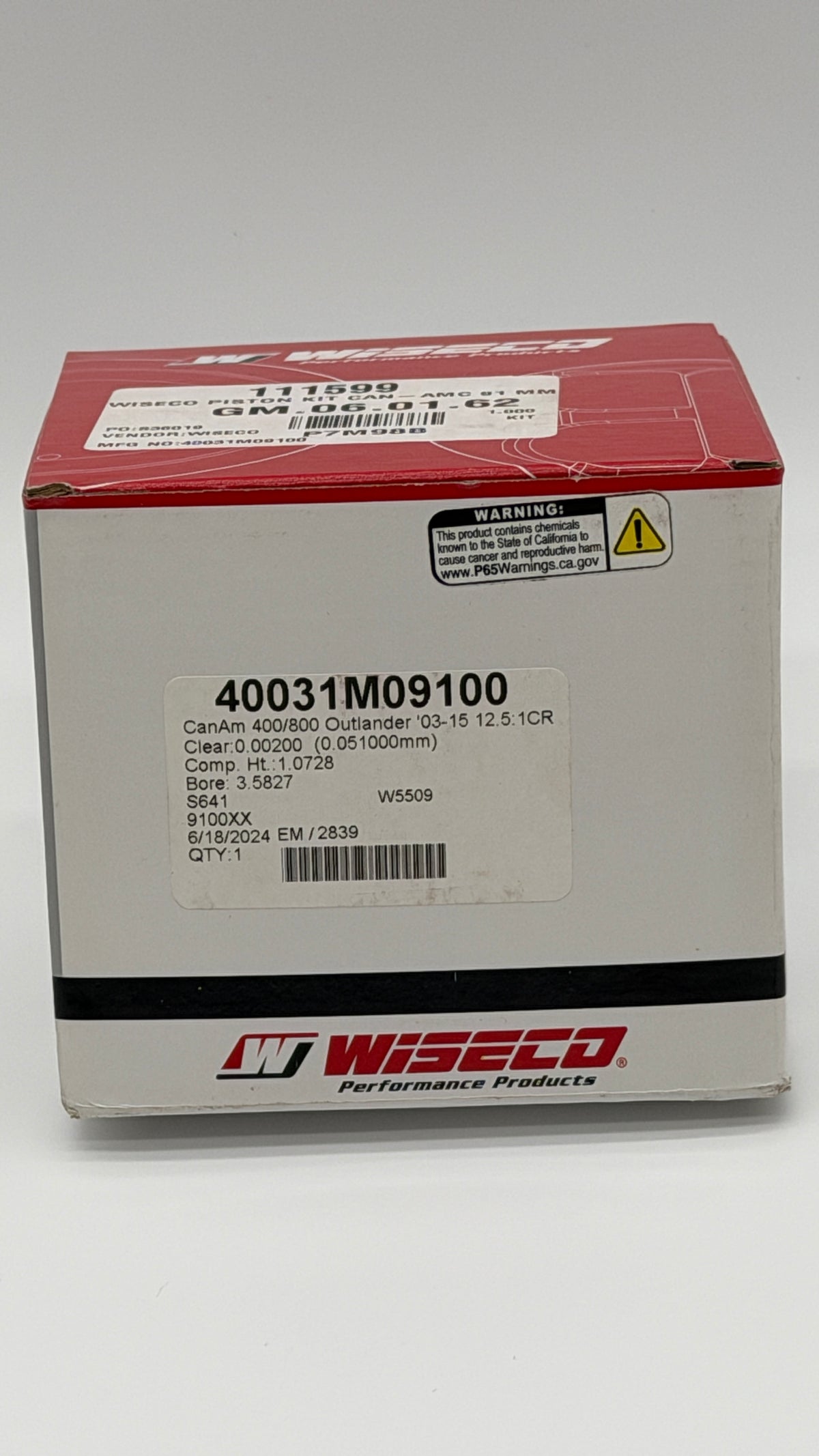 Wiseco Forged Piston Kit 91.00mm - Can-Am Outlander 400 (2003–2013) | 40031M09100